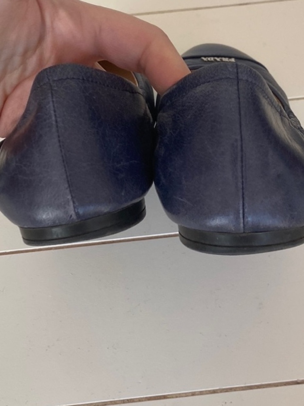 PRADA shoes loafers flats size 39.5, 9.5 blue leather - Picture 5 of 6